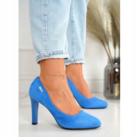 PJ1 Classic Pumps On A Heel Suede Blue Eliana 1