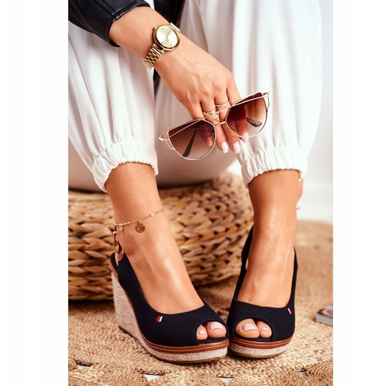 PS1 Tommy Black Braided Wedge Sandals 1