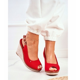 PS1 Tommy Red Braided Wedge Sandals 2