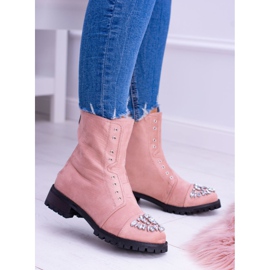 Lu Boo Women's Ankle Boots with Cubic Zirconia Powder Pink Carrie 2