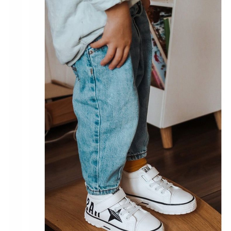 Apawwa Children's High Sneakers With Velcro White Sparky 1