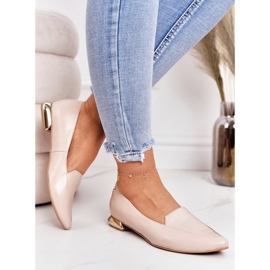 Women's Loafers On Gold Heels Laura Messi 2013 Beige 2