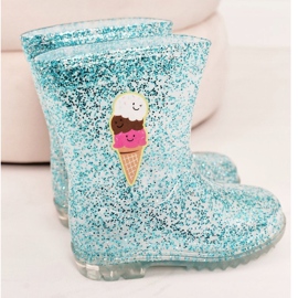 Children's Blue Glitter Wellies With Ice silver 2 Children's Blue Glitter Wellies With Ice silver 2
