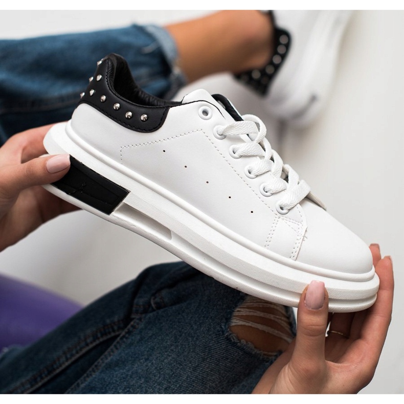 SHELOVET Sneakers With Studs white black 2