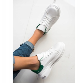 SHELOVET Sneakers With Studs white green 1