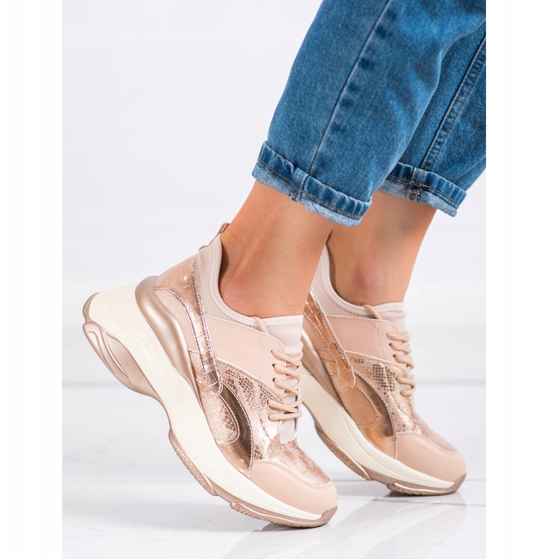 Bestelle Fashionable Sneakers On The Platform pink golden 1 Bestelle Fashionable Sneakers On The Platform pink golden 1