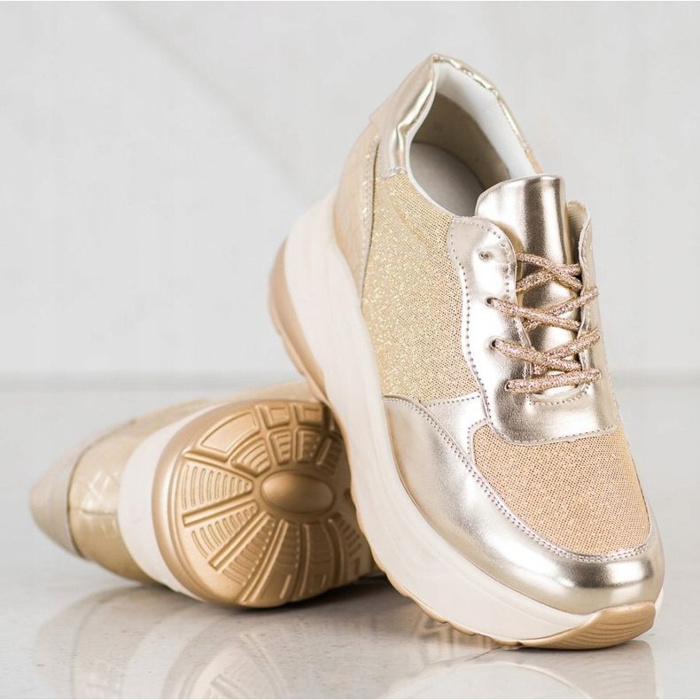 Bestelle Golden Sneakers With Glitter beige 2 Bestelle Golden Sneakers With Glitter beige 2