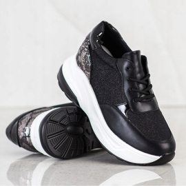 Bestelle Black Sneakers With Glitter silver 1