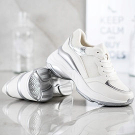 SHELOVET Stylish WHITE AND SILVER Sneakers 1