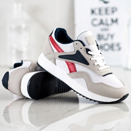 SHELOVET Sport Shoes With Mesh white red grey 1
