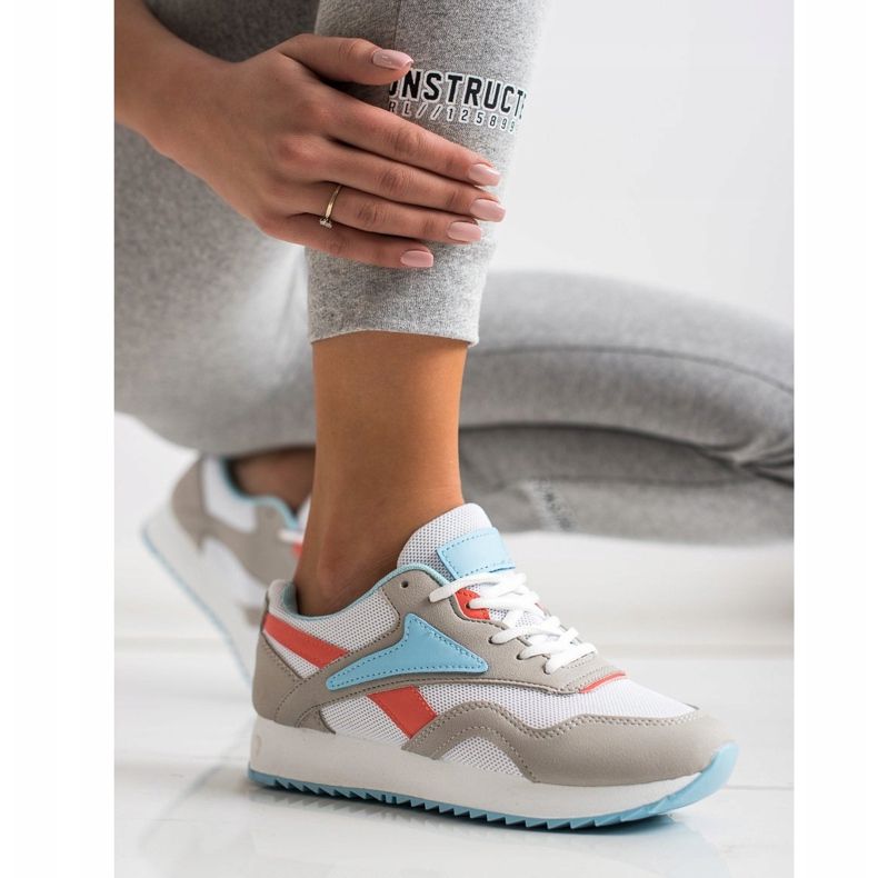 SHELOVET Sport Shoes With Mesh white blue orange grey 1