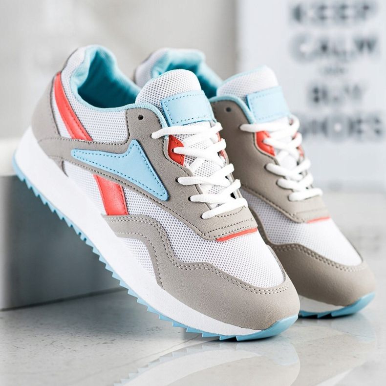 SHELOVET Sport Shoes With Mesh white blue orange grey 2