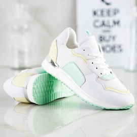 SHELOVET Light Stylish Sneakers white green yellow 1 SHELOVET Light Stylish Sneakers white green yellow 1