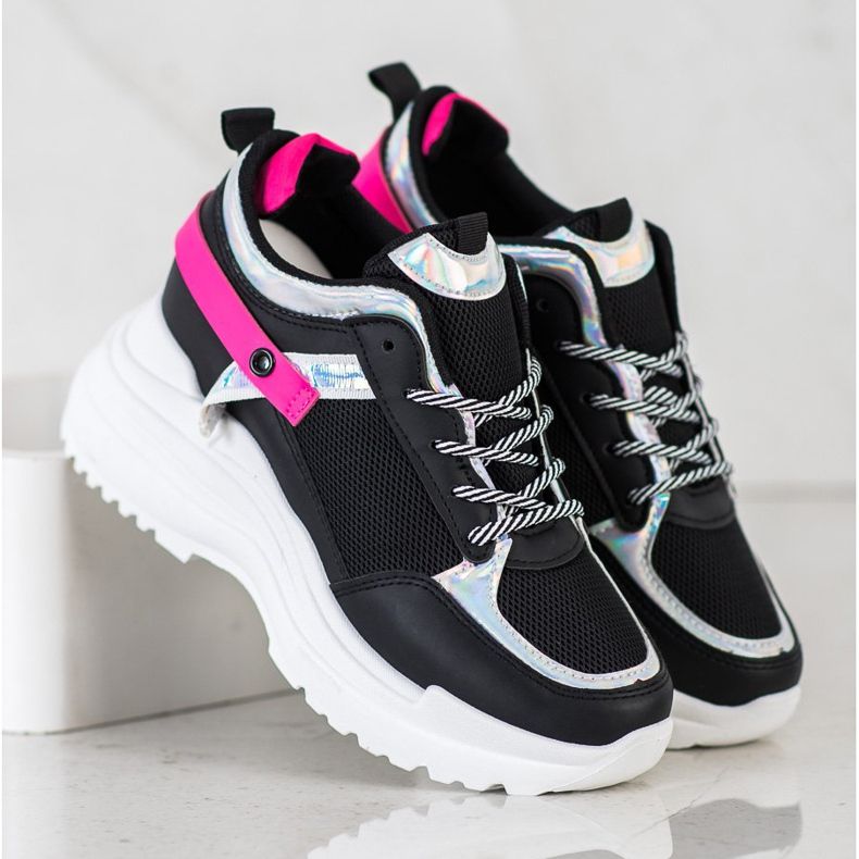 Marquiz Wedge Sneakers black pink 2