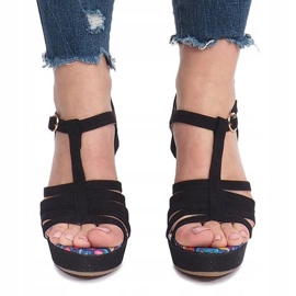 Black wedge sandals LQ-34 1