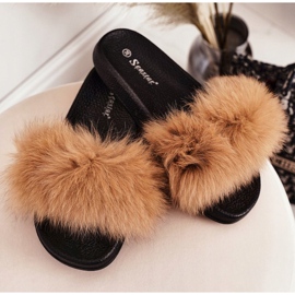 PS1 Women's Slippers with Fur Camel Belmondo beige brown 3