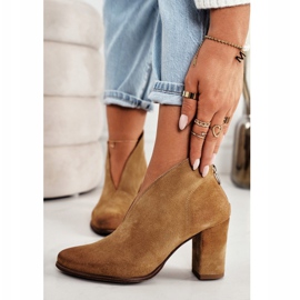 Suede Booties On A Heel With A Cut Exquisite 1231 Red beige brown 1