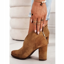 Suede Booties On A Heel With A Cut Exquisite 1231 Red beige brown 2