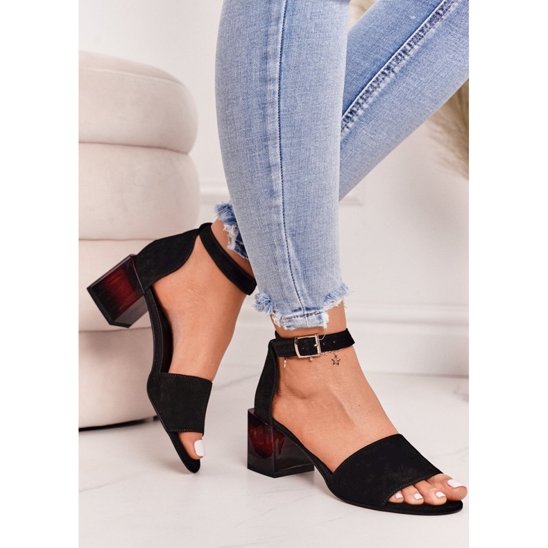 Suede high-heeled sandals Laura Messi 2285 Black 1