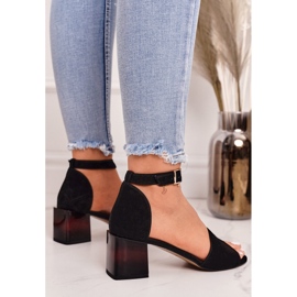 Suede high-heeled sandals Laura Messi 2285 Black 2