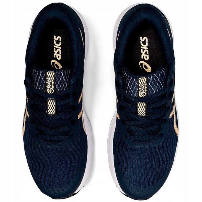 Women's Asics Patriot 12 running shoes navy blue 1012A705 403 golden 1