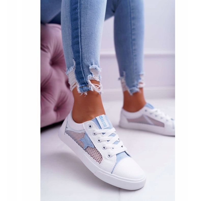Women's Sneakers With Mesh Big Star DD274689 White-Blue 1 Women's Sneakers With Mesh Big Star DD274689 White-Blue 1