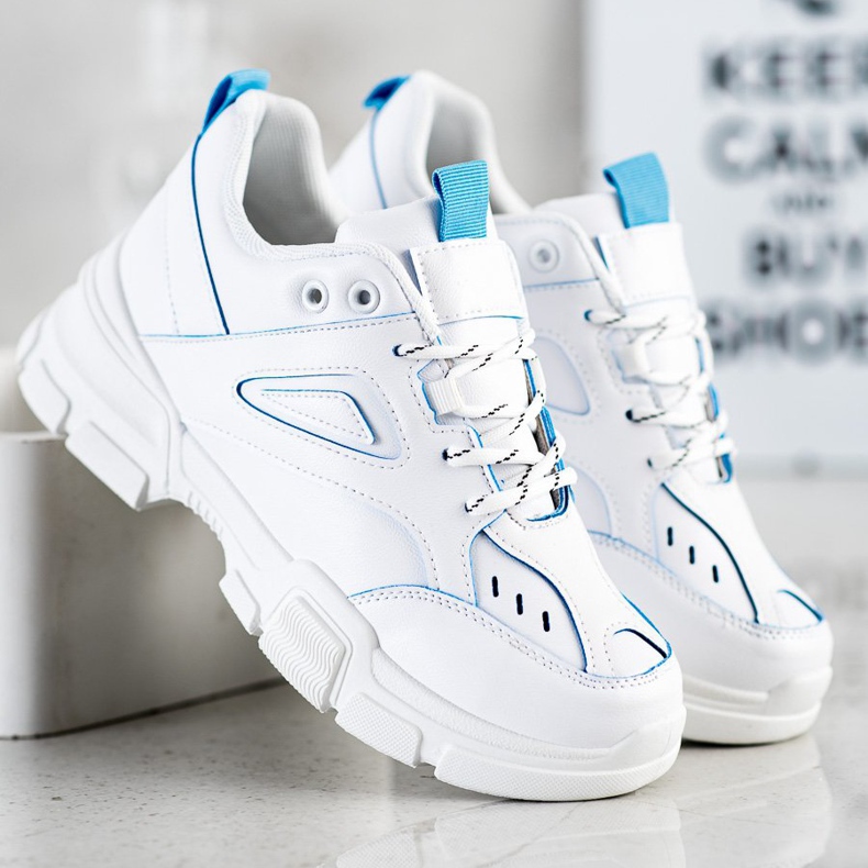 SHELOVET Fashionable White Sneakers blue 1 SHELOVET Fashionable White Sneakers blue 1