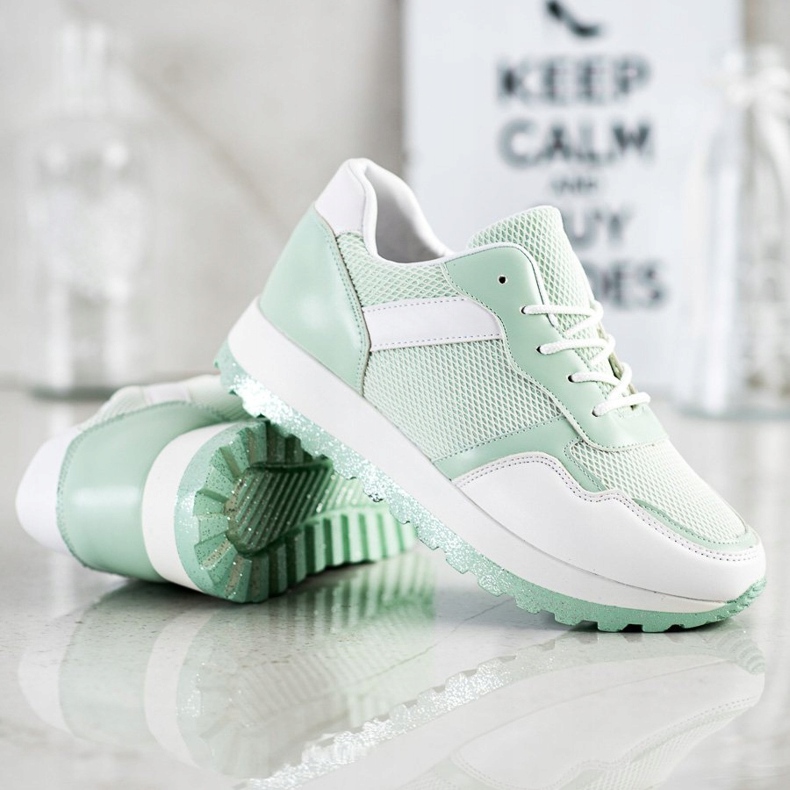 Bestelle Sneakers With Glitter Platform white green 1