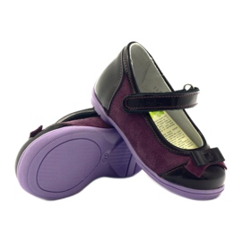 Burgundy leather ballerinas with a RenBut bow red 3