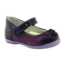 Burgundy leather ballerinas with a RenBut bow red 1