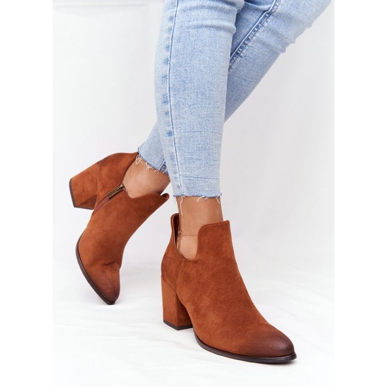 Vinceza Women's boots with cutouts on the heel Camel Caroline brown 2