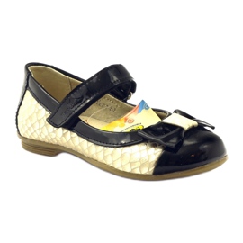 Black and gold ballerinas leather bow Ren But yellow 1