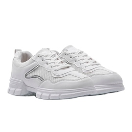 White sports sneakers 3157 silver 1