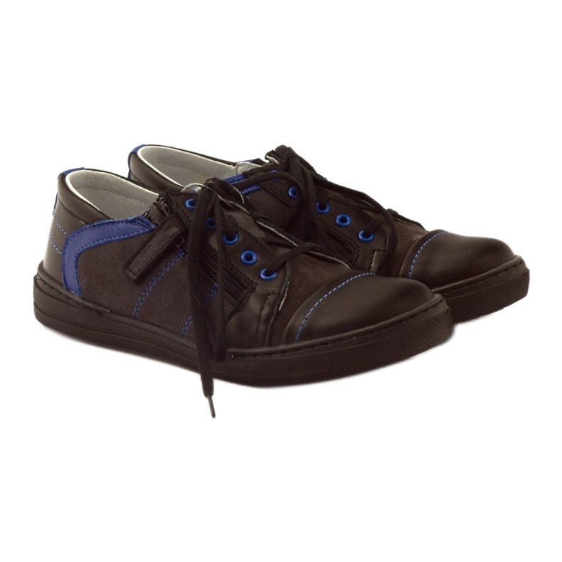 Black low shoes with a zipper Ren But 4292 blue 4