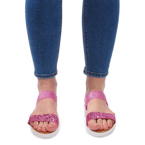 Sandals With an elastic band V12817 Pink silver 1