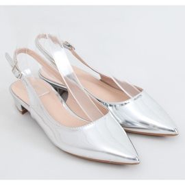 Silver MM-801 Silver ballerinas with open heels 1