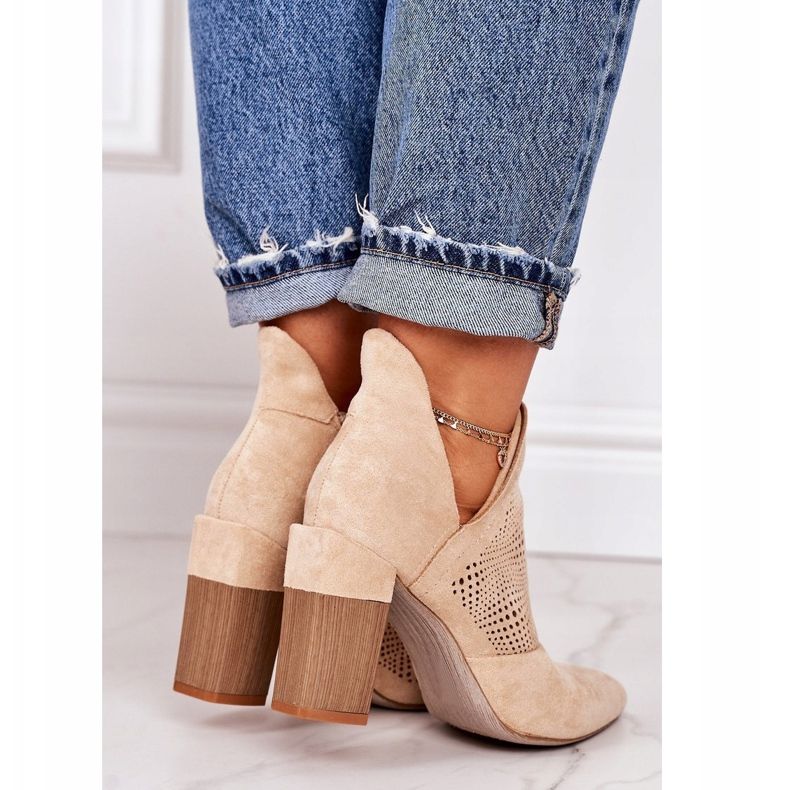 Openwork Booties On A Beige Michelle Post 1