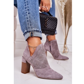 Openwork boots on a gray Michelle post beige brown 2