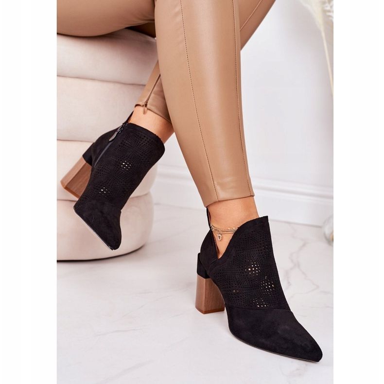 Black Michelle Openwork Booties On A Post 2