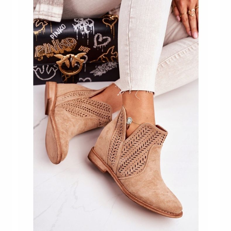 Openwork boots on a wedge Beige Melanie 1