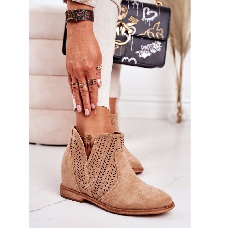 Openwork boots on a wedge Beige Melanie 2