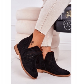 Openwork Black Melanie Wedge Boots 2