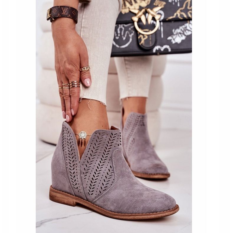 Openwork boots on a wedge Gray Melanie grey 2