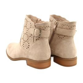 M.Daszyński Women's openwork suede boots SA142-18 beige 4