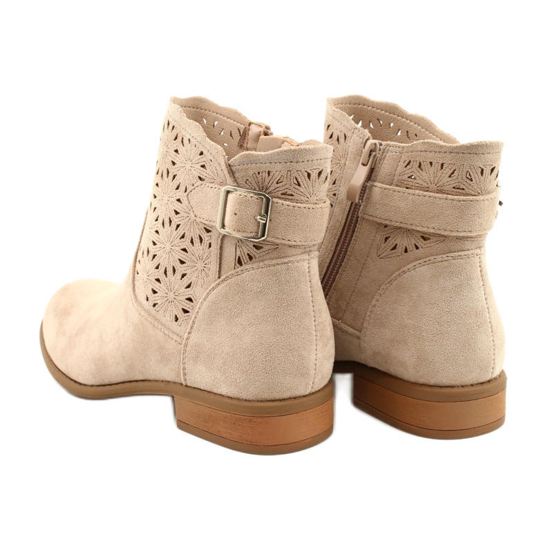 M.Daszyński Women's openwork suede boots SA142-18 beige 4