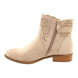 M.Daszyński Women's openwork suede boots SA142-18 beige 1