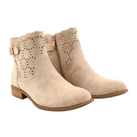 M.Daszyński Women's openwork suede boots SA142-18 beige 3