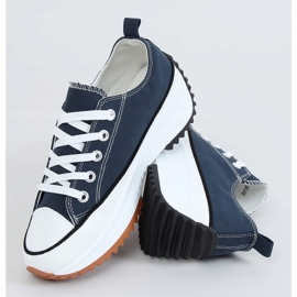 Designer sneakers with navy blue VL137P D.BLUE sole 1