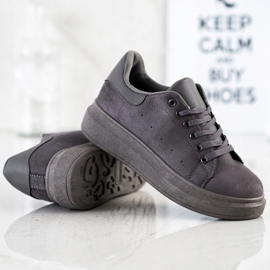 SHELOVET Suede Sneakers On The Platform grey 1
