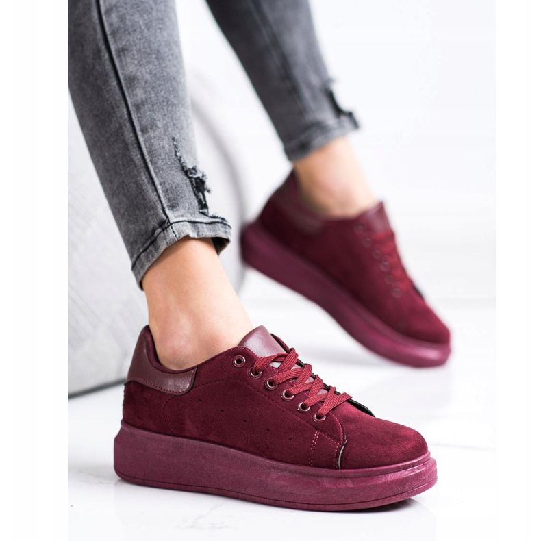 SHELOVET Suede Sneakers On The Platform red 1